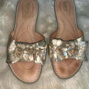 Born gold slide-on sandals